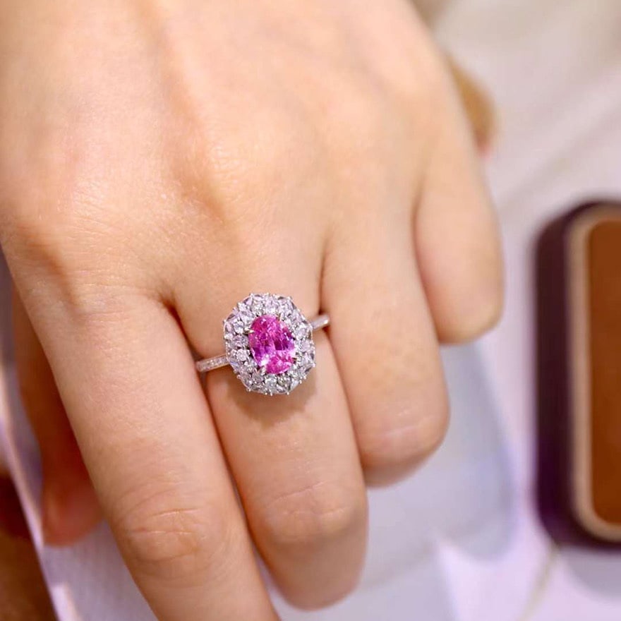 14k Gold 2.16 Ctw Natural Padparadscha Sapphire & Diamond Ring - 3