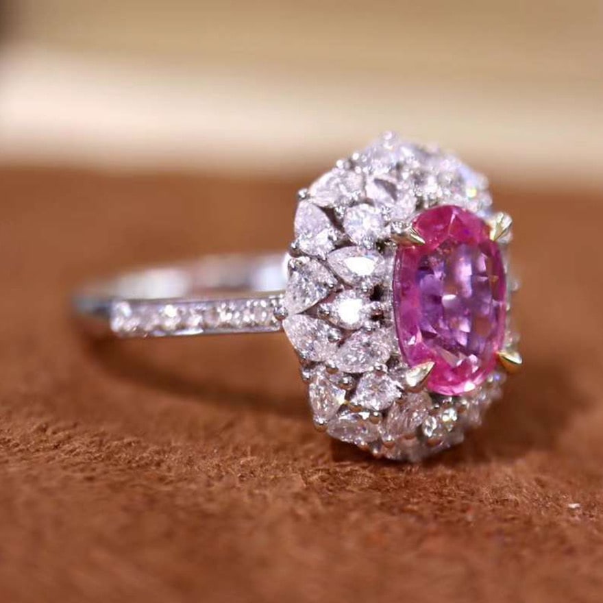 14k Gold 2.16 Ctw Natural Padparadscha Sapphire & Diamond Ring - 5