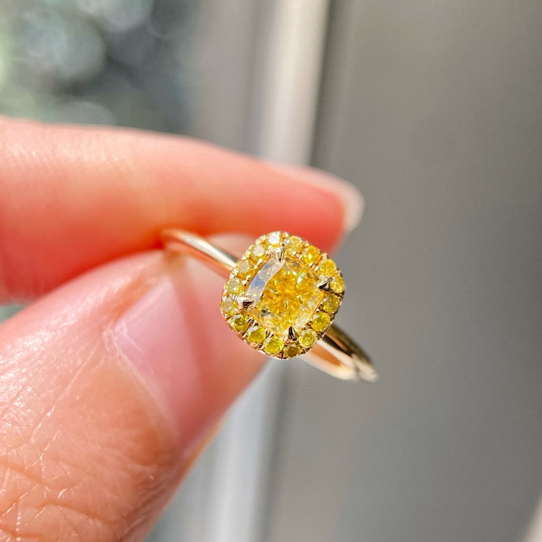 14k Gold 0.62 Ctw Natural Yellow Diamond & Yellow Diamond Ring - 2