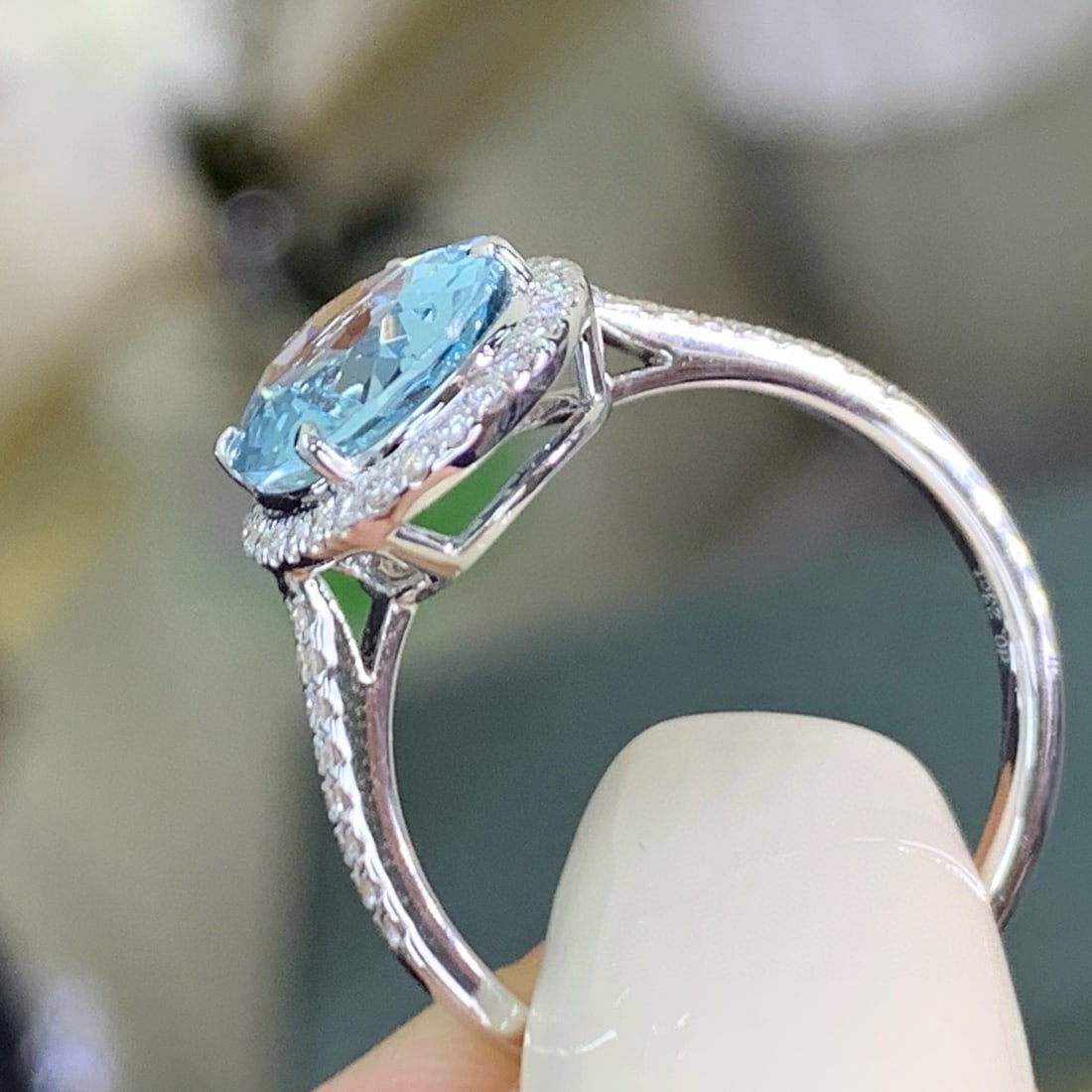 14k Gold 2.71 Ctw Natural Aquamarine & Diamond Ring - 2