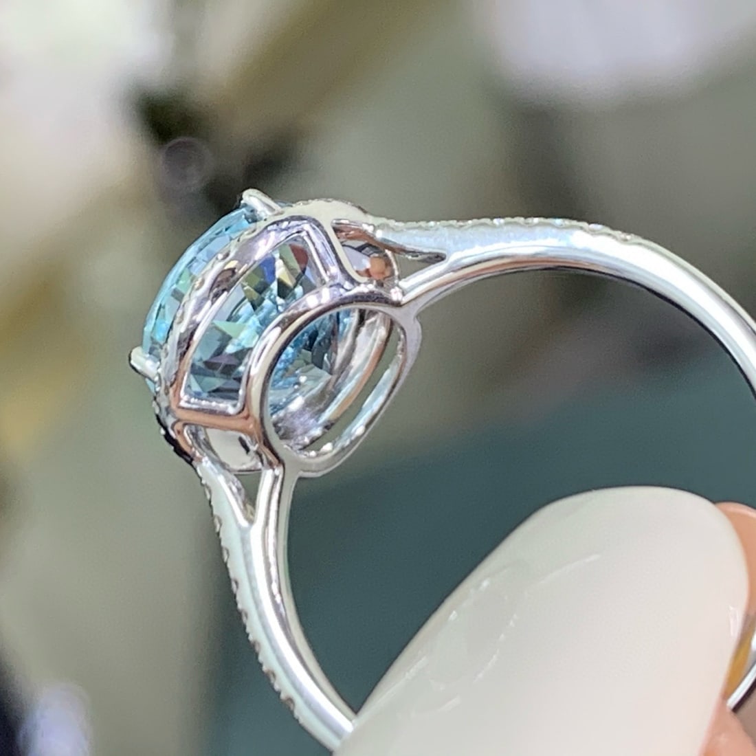 14k Gold 2.71 Ctw Natural Aquamarine & Diamond Ring - 3