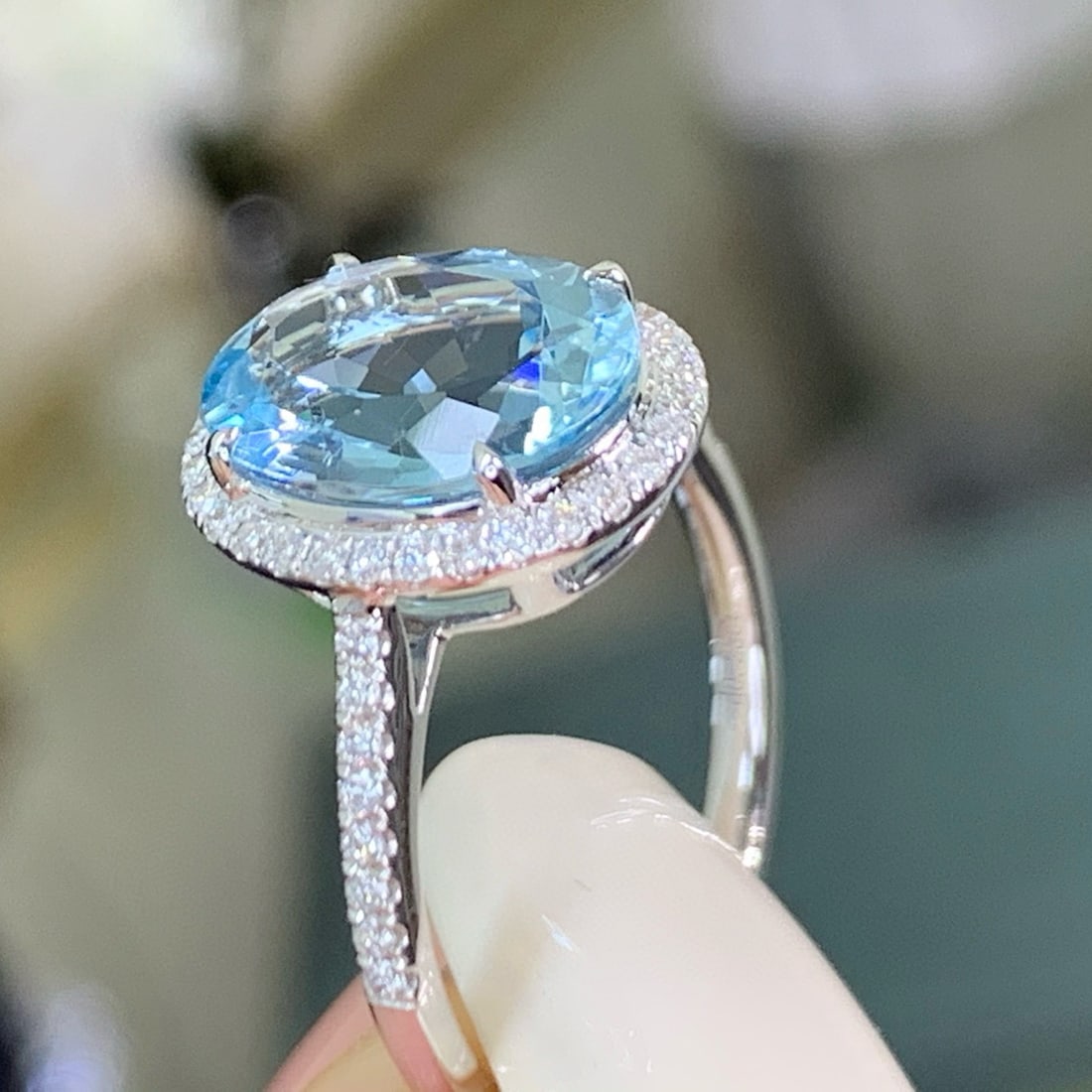 14k Gold 2.71 Ctw Natural Aquamarine & Diamond Ring - 5