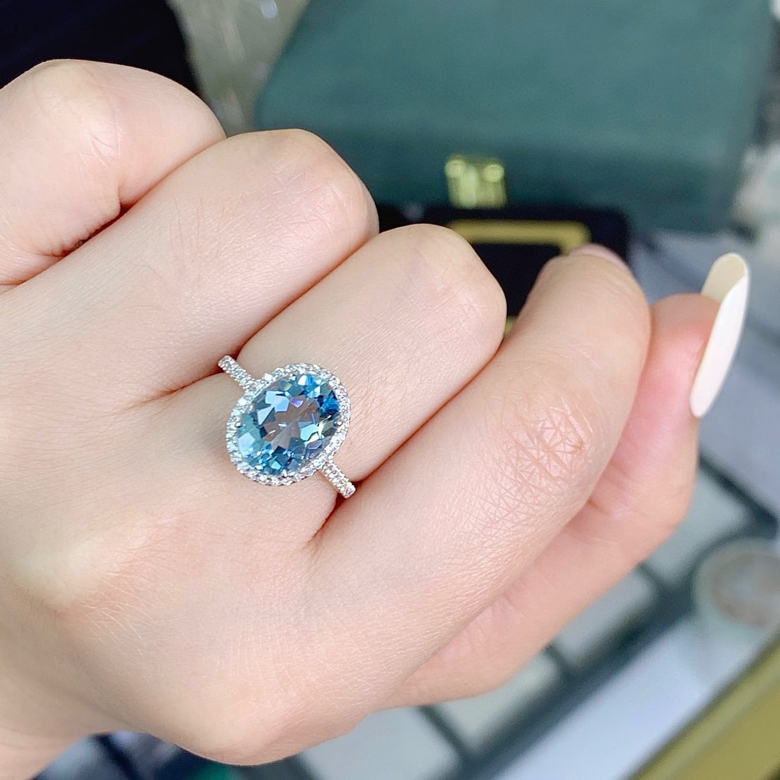 14k Gold 2.71 Ctw Natural Aquamarine & Diamond Ring - 6