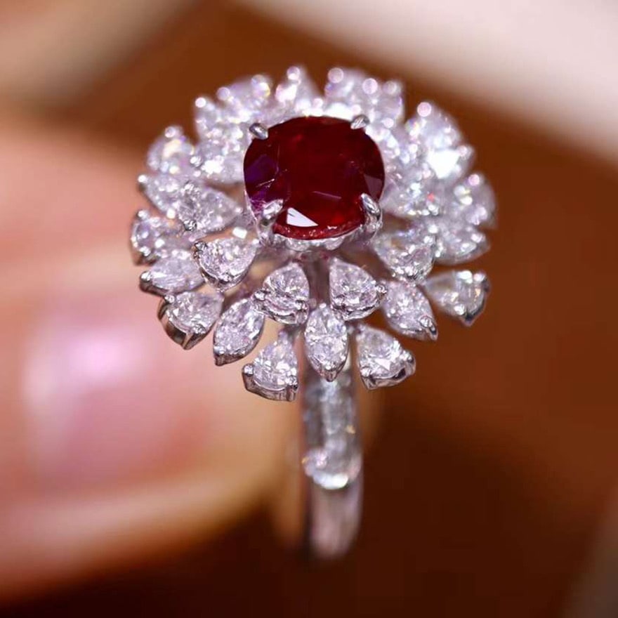 14k Gold 1.75 Ctw Vivid Red Natural Ruby & Diamond Ring - 2