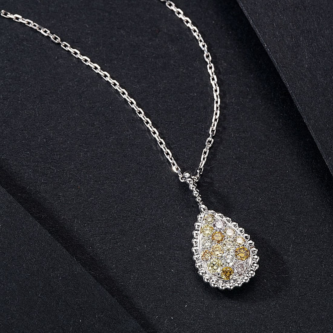 14k Gold 0.80 Ct Natural Color Diamond Necklace - 2