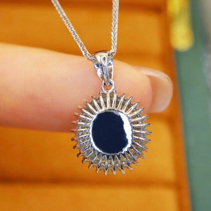 14k Gold 2.19 Ctw Natural Sapphire & Diamond Pendant( Without Chain ) - 4