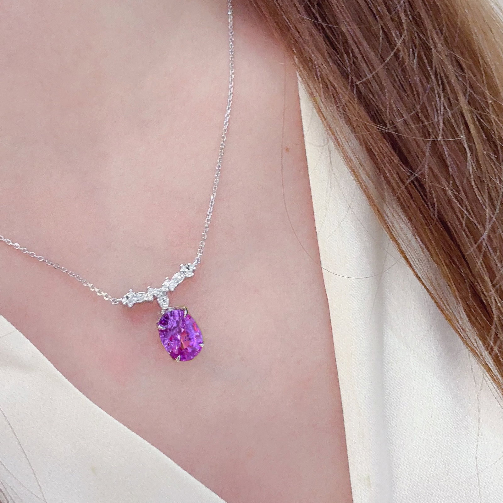 14k Gold 1.02 Ct Natural Sapphire & Diamond Necklace - 3