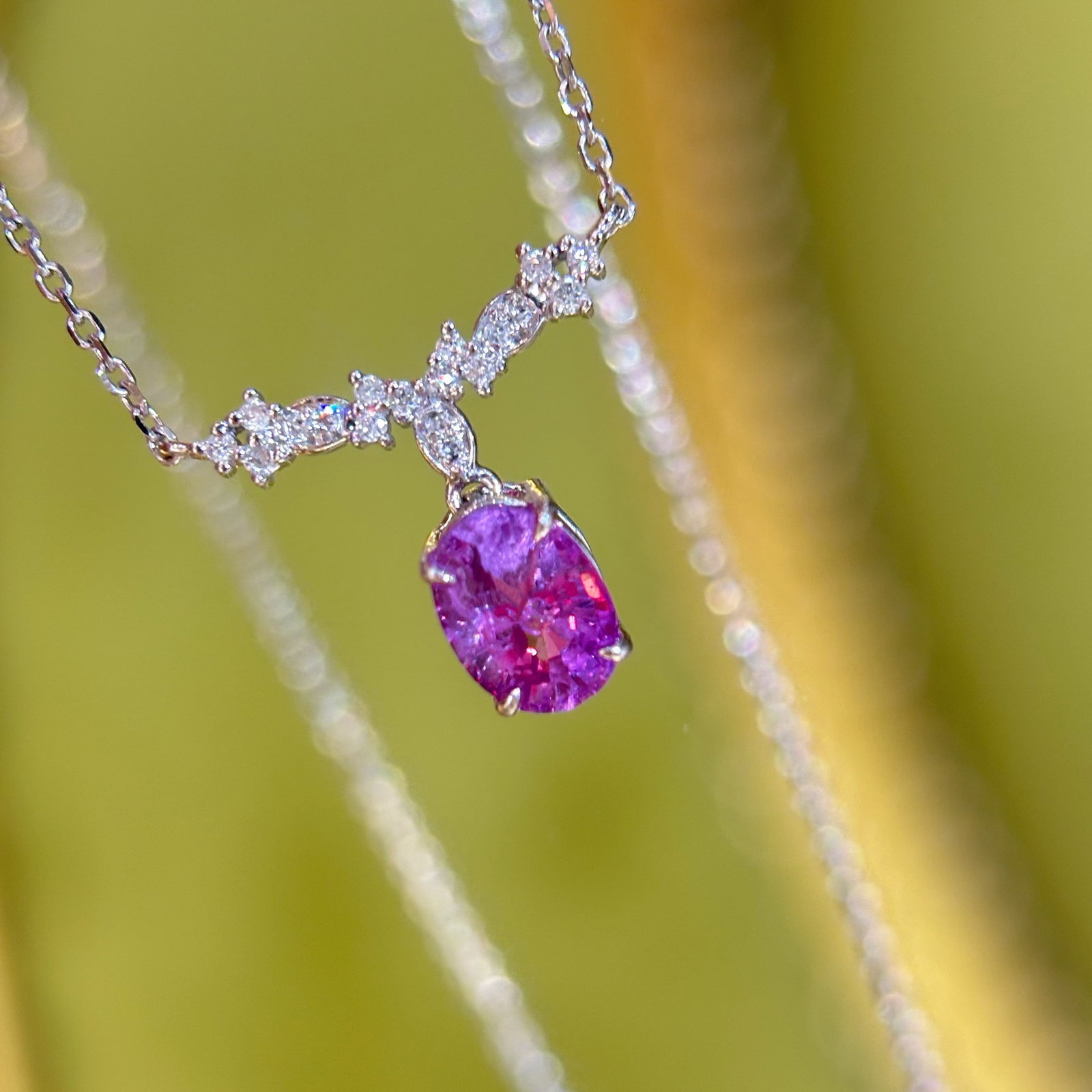 14k Gold 1.02 Ct Natural Sapphire & Diamond Necklace - 5