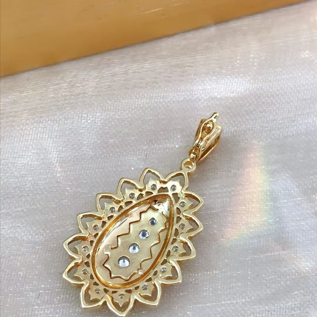 14k Gold 0.18 Ct Natural H Diamond Pendant( Without Chain ) - 2