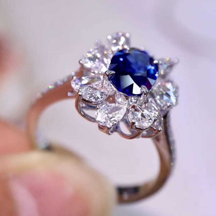 14k Gold 1.90 Ctw Natural Sapphire & Diamond Ring - 3