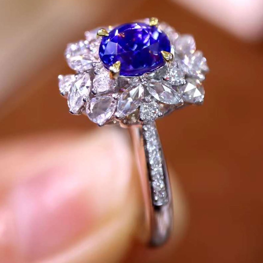 14k Gold 1.34 Ctw Natural Sapphire & Diamond Ring - 2