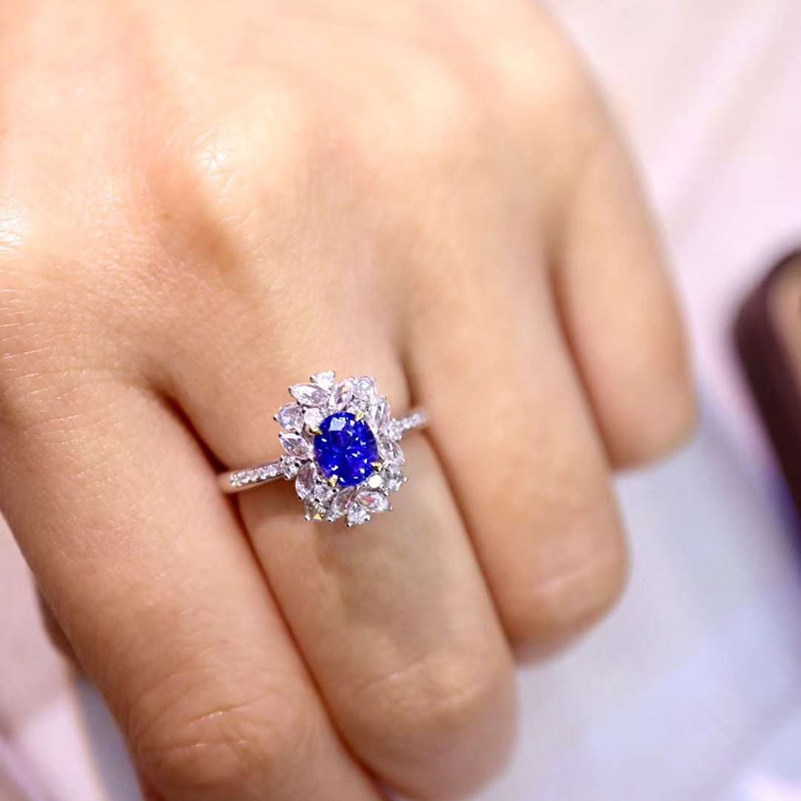 14k Gold 1.34 Ctw Natural Sapphire & Diamond Ring - 3