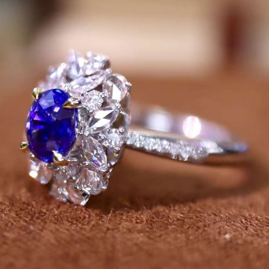 14k Gold 1.34 Ctw Natural Sapphire & Diamond Ring - 4