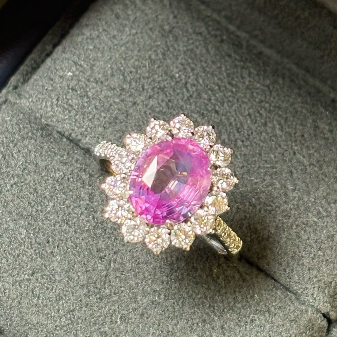 14k Gold 3.17 Ctw Natural Padparadscha Sapphire & Lab Grown Diamond Ring - 2