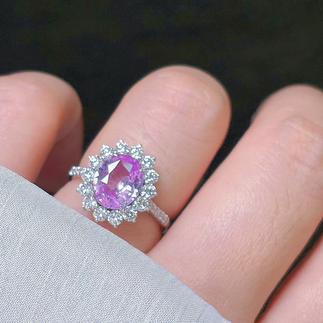 14k Gold 3.17 Ctw Natural Padparadscha Sapphire & Lab Grown Diamond Ring - 3
