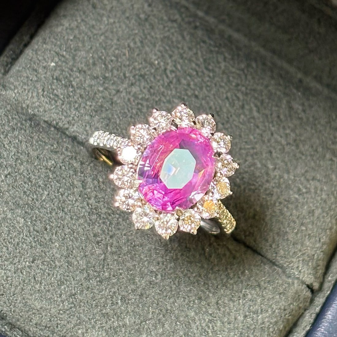 14k Gold 3.17 Ctw Natural Padparadscha Sapphire & Lab Grown Diamond Ring - 4