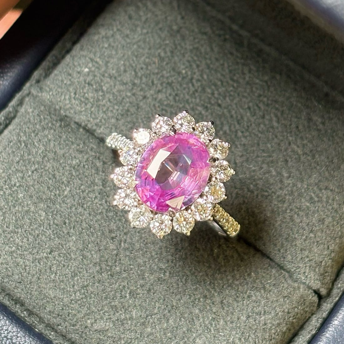 14k Gold 3.17 Ctw Natural Padparadscha Sapphire & Lab Grown Diamond Ring - 5