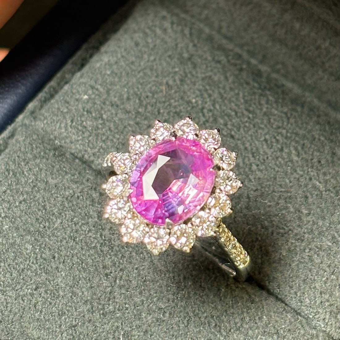 14k Gold 3.17 Ctw Natural Padparadscha Sapphire & Lab Grown Diamond Ring - 6
