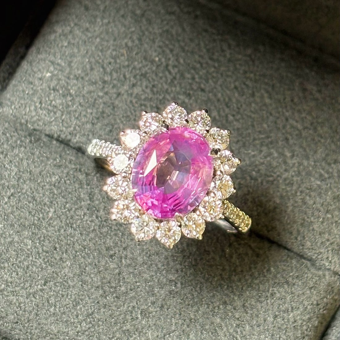 14k Gold 3.17 Ctw Natural Padparadscha Sapphire & Lab Grown Diamond Ring - 7