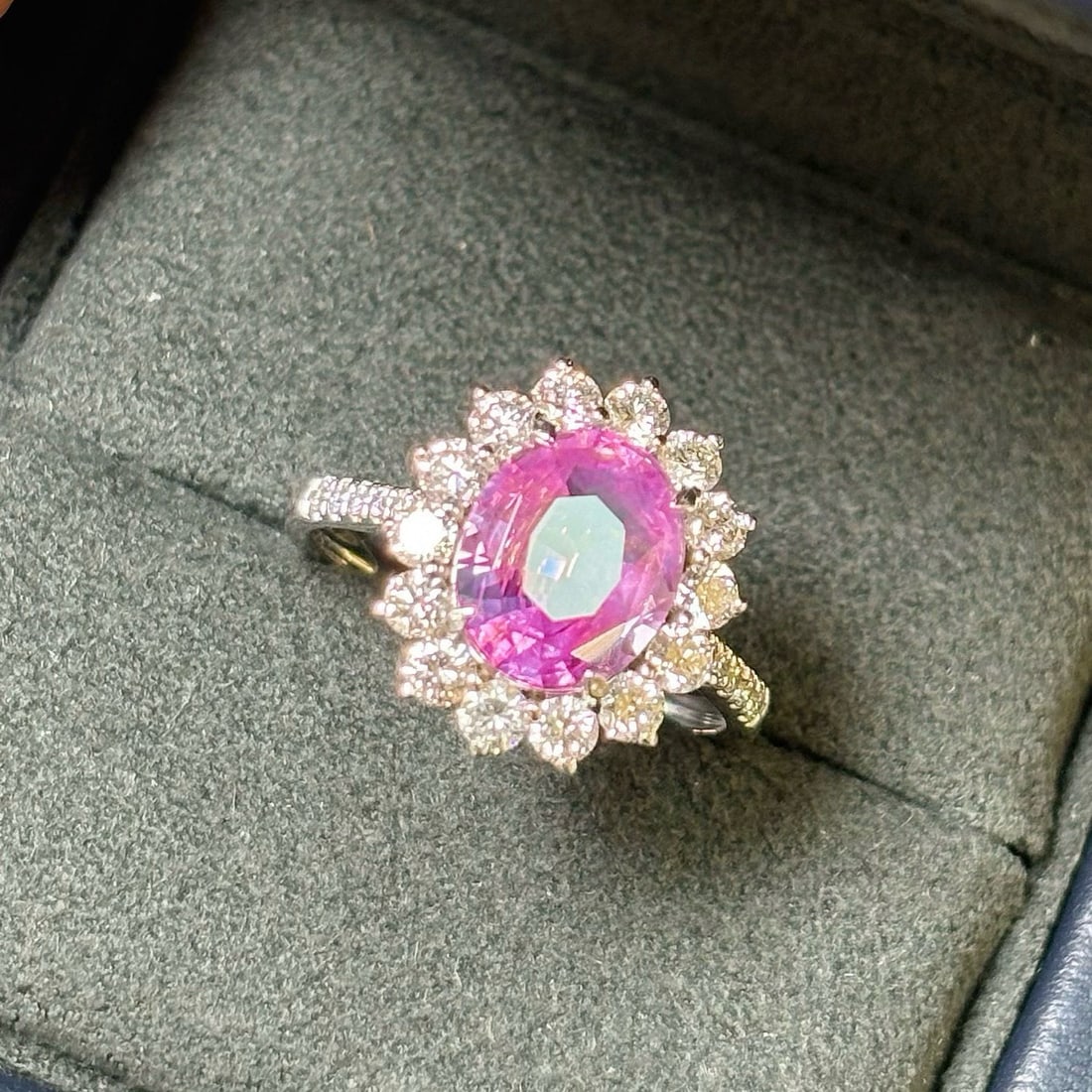 14k Gold 3.17 Ctw Natural Padparadscha Sapphire & Lab Grown Diamond Ring - 8