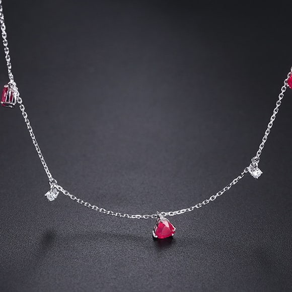 14k Gold 1.41 Ctw Natural Ruby & Diamond Necklace: Ref:230974338 // gold content:14k gold // main gemstone:ruby // shape:heart // carat weight:1. 29ct // color:red // treatment:natural // // adjacent gemstone 2 : diamond // shape:round // carat