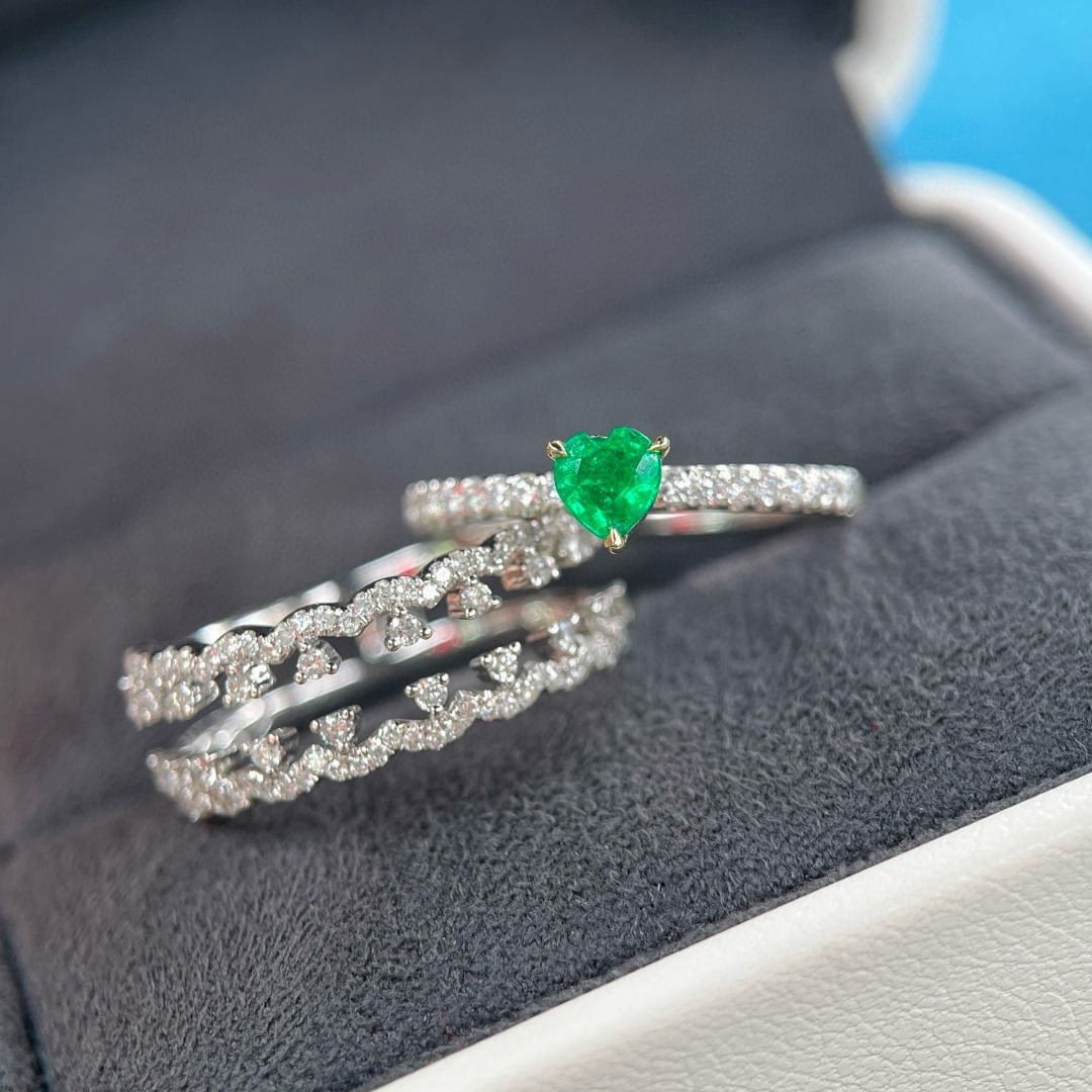 14k Gold 1.08 Ctw Natural Emerald & Diamond Ring - 5