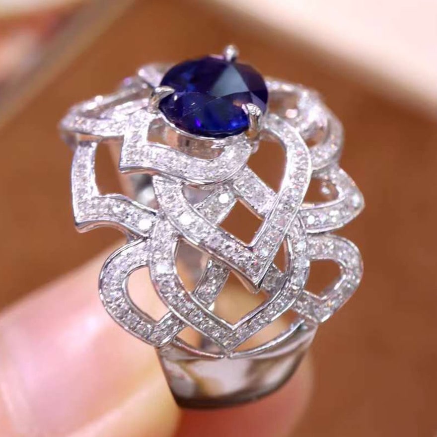 14k Gold 1.88 Ctw Natural Sapphire & Diamond Ring - 2