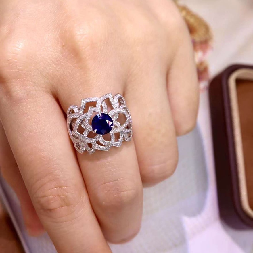 14k Gold 1.88 Ctw Natural Sapphire & Diamond Ring - 3