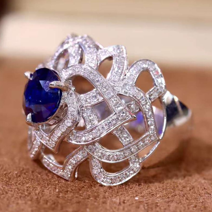 14k Gold 1.88 Ctw Natural Sapphire & Diamond Ring - 4
