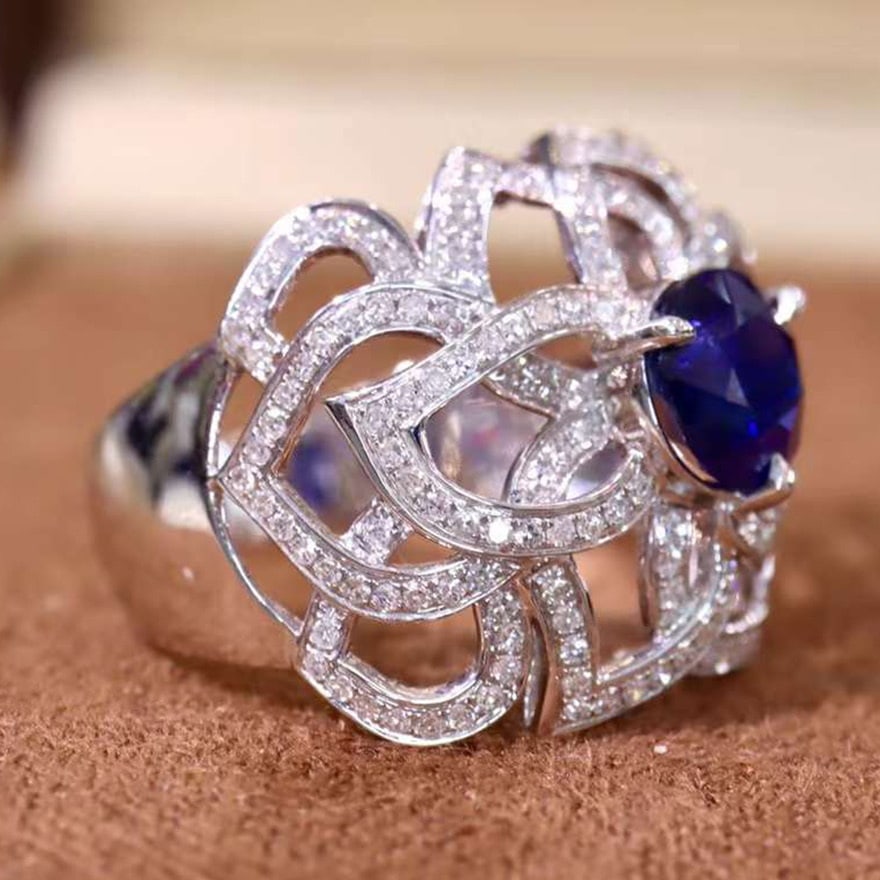 14k Gold 1.88 Ctw Natural Sapphire & Diamond Ring - 5