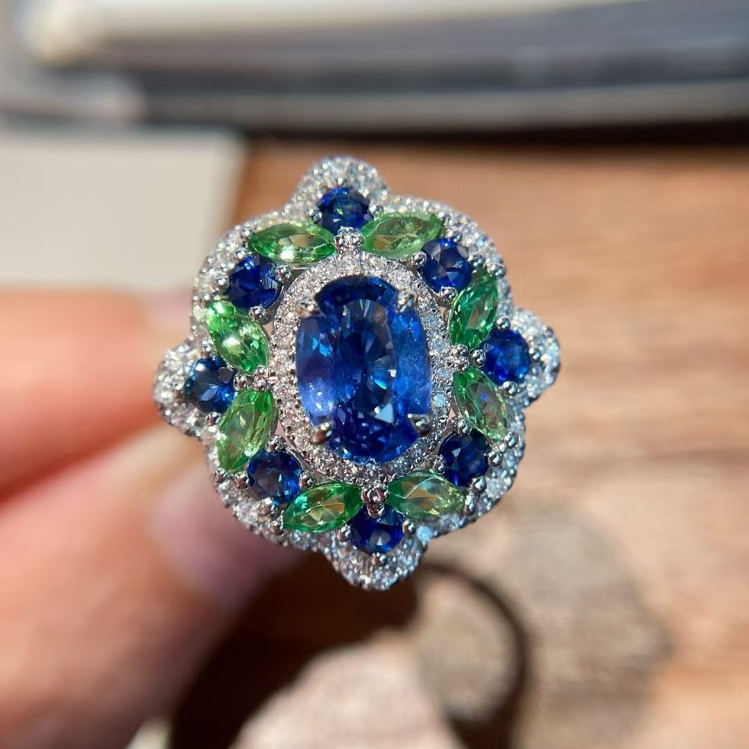 14k Gold 1.28 Ct Natural Sapphire & Diamond Ring - 2