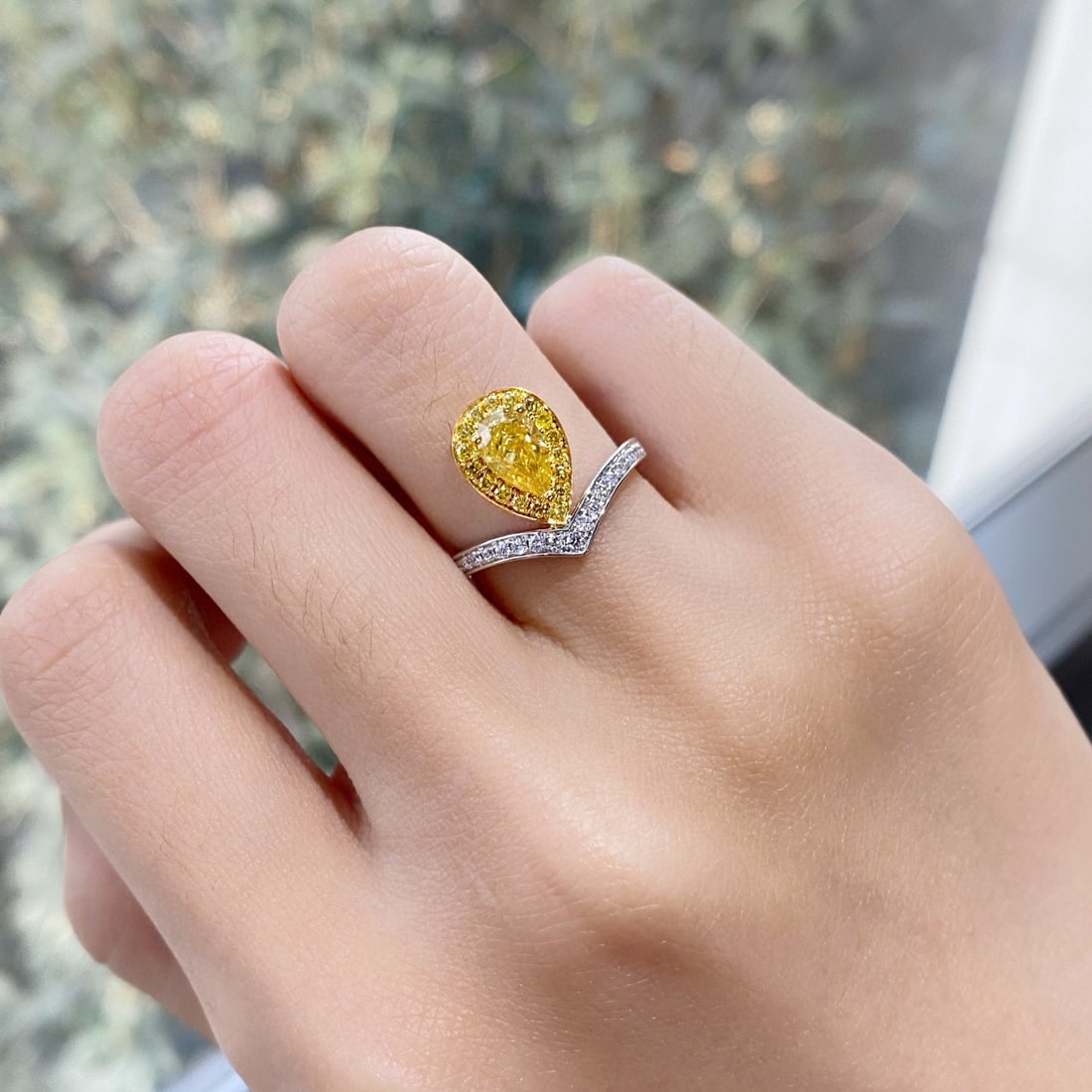 Gia Certified 14k Gold 0.88 Ctw Natural Yellow Diamond & Diamond Ring - 3