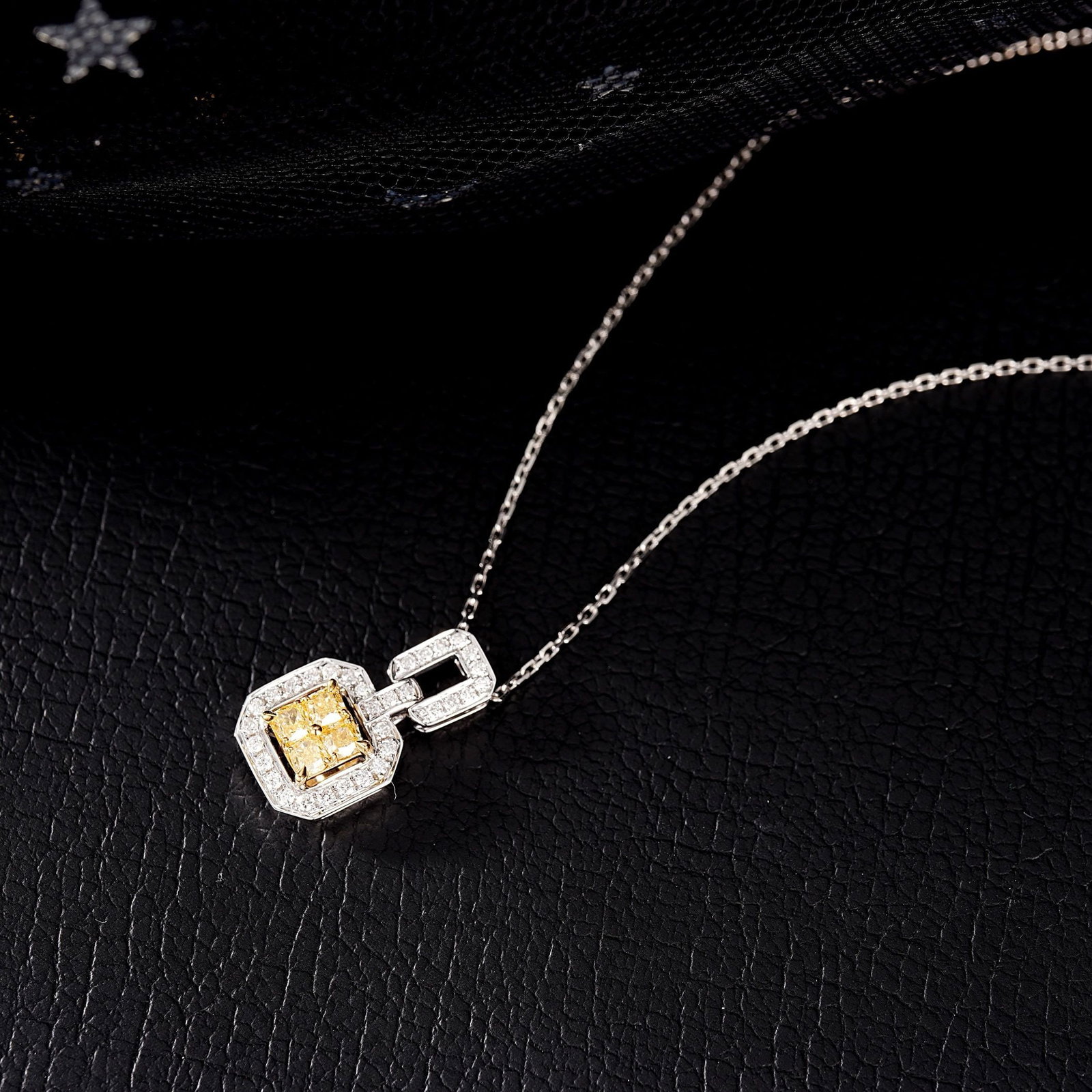 14k Gold 0.66 Ctw Natural Yellow Diamond & Diamond Pendant( Without Chain ) - 2