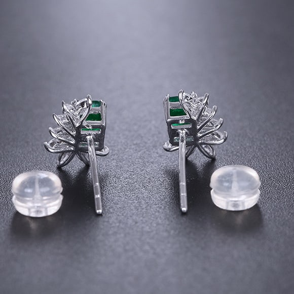 14k Gold 1.12 Ctw Vivid Green Natural Emerald & Diamond Earrings - 6