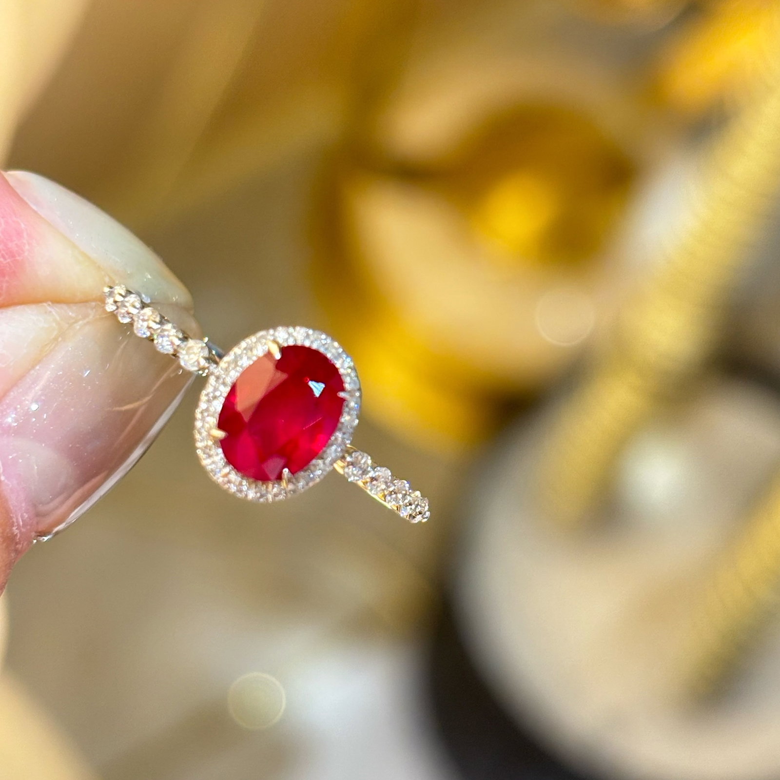 14k Gold 1.16 Ct Natural Ruby & Diamond Ring: Ref:230974236 // gold content:14k gold // ring size:7. 25us // // main gemstone:ruby // shape:oval // carat weight:1. 16ct // color:pigeonblood red // treatment:natural // // adjacent gemstone 2 :