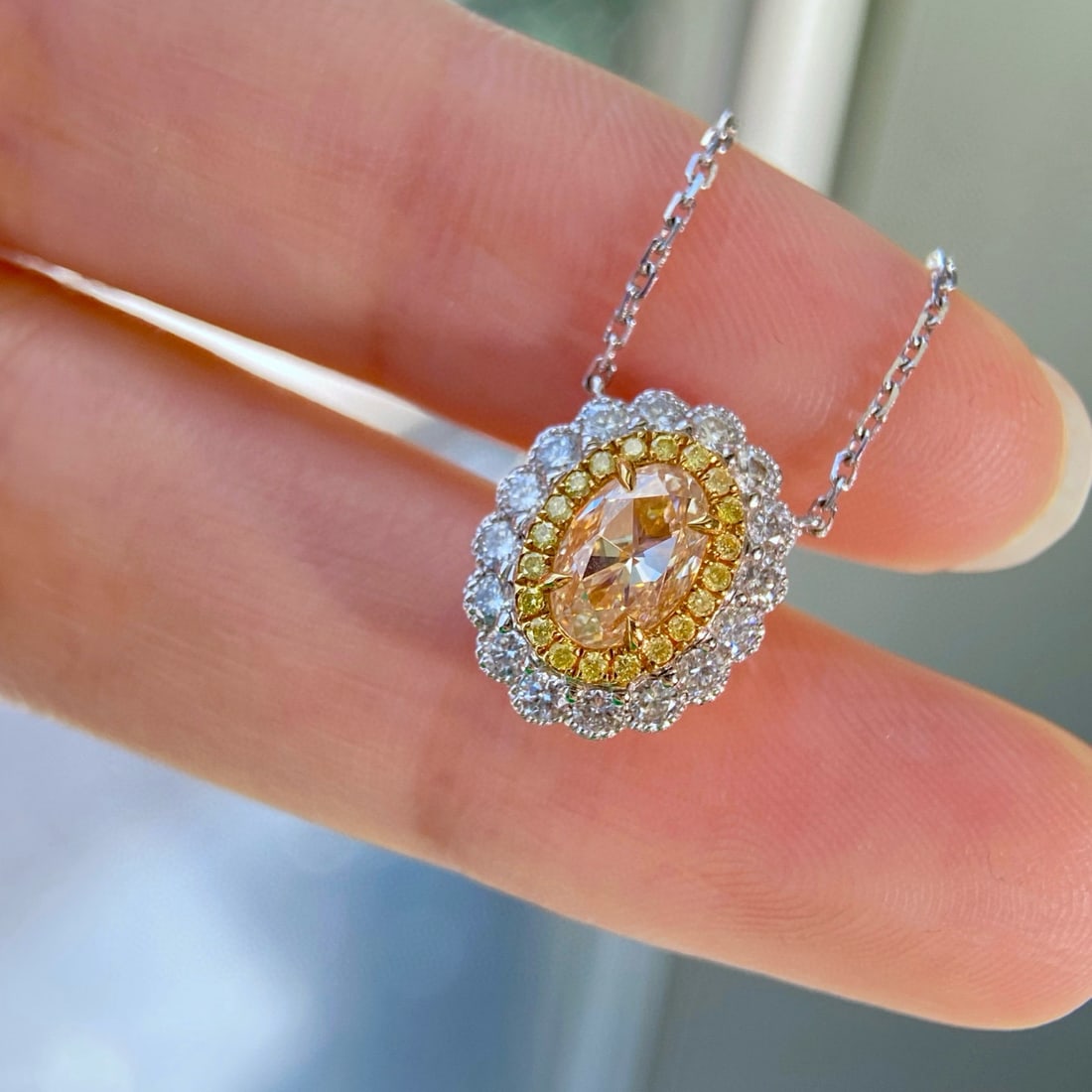 14k Gold 0.66 Ctw Natural Yellow Diamond & Diamond Ring - 6