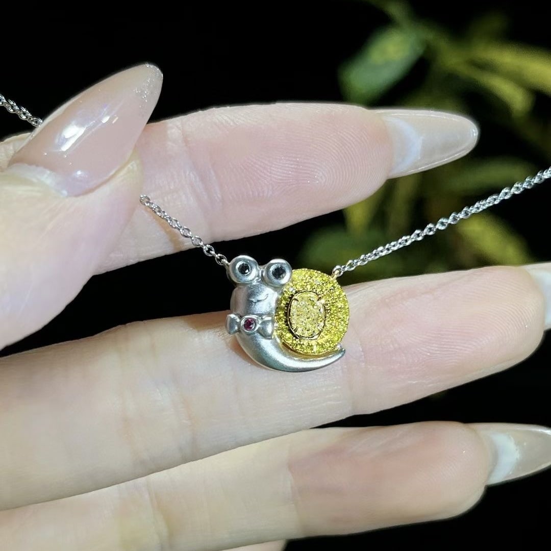 14k Gold 0.49 Ctw Natural Yellow Diamond & Yellow Diamond Necklace - 2