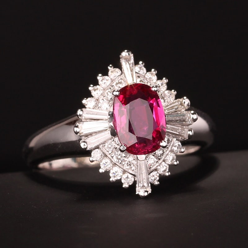 14k Gold 1.76 Ctw Natural Ruby & Diamond Ring: Ref:230974402 // gold content:14k gold // ring size:7. 25us // // main gemstone:ruby // shape:oval // carat weight:1. 1ct // color:red // treatment:natural // // adjacent gemstone 2 : diamond //