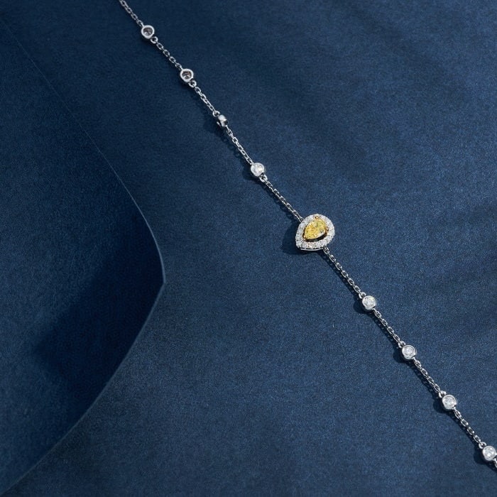 14k Gold 0.36 Ctw Natural Yellow Diamond & Diamond Bracelet - 2