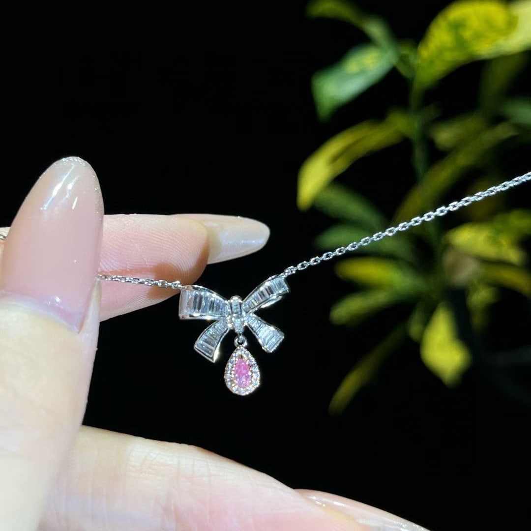 14k Gold 0.53 Ctw Natural Pink Diamond & Diamond Necklace - 2