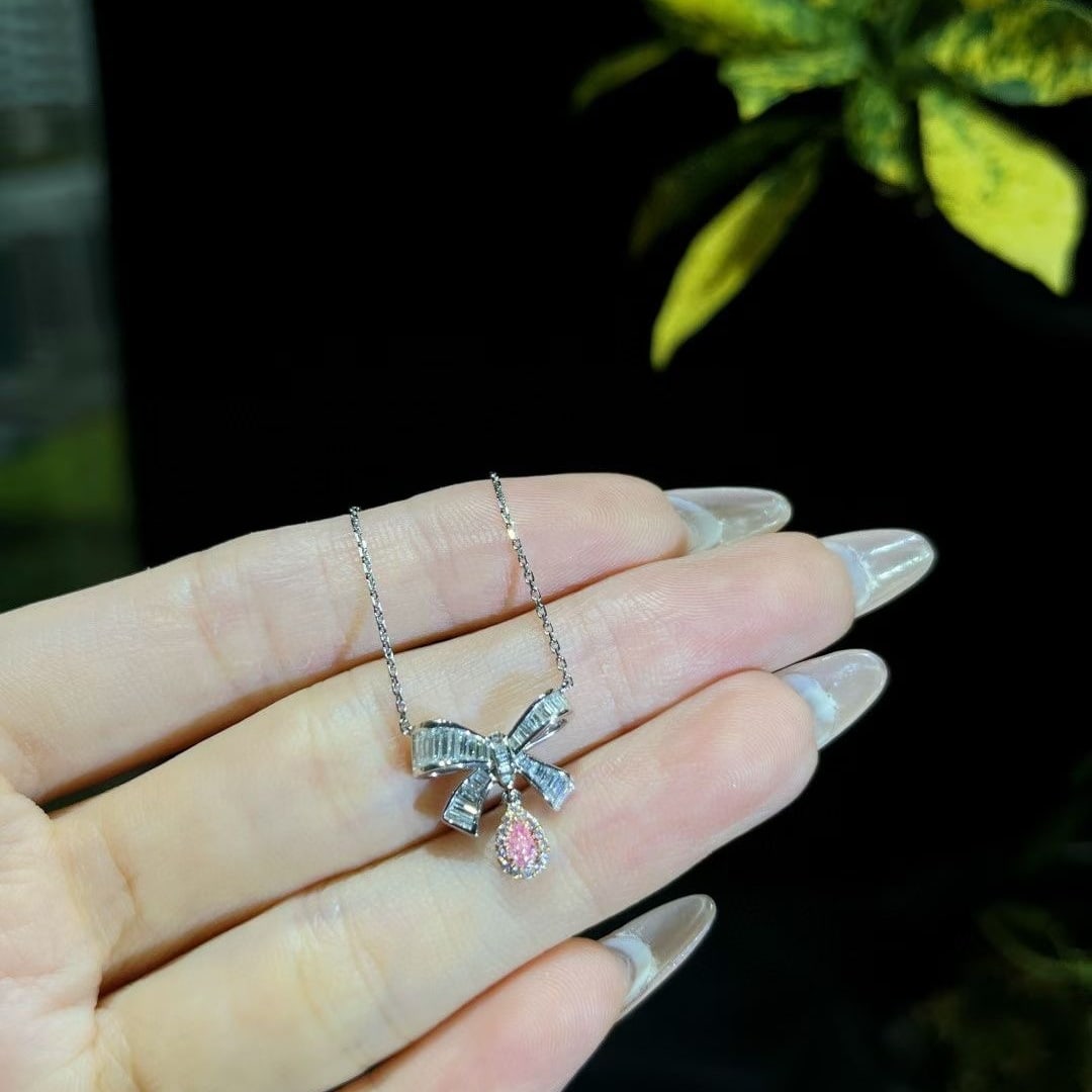 14k Gold 0.53 Ctw Natural Pink Diamond & Diamond Necklace - 4