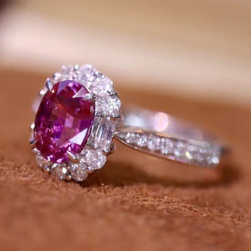 14k Gold 1.40 Ctw Natural Padparadscha Sapphire & Diamond Ring - 3