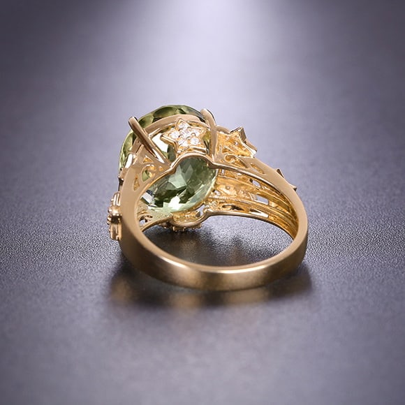 14k Gold 9.68 Ctw Natural Tourmaline & Diamond Ring - 4