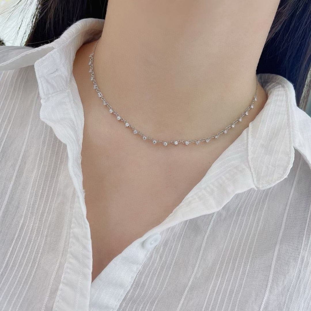 14k Gold 1.12 Ct Natural H Diamond Necklace - 3