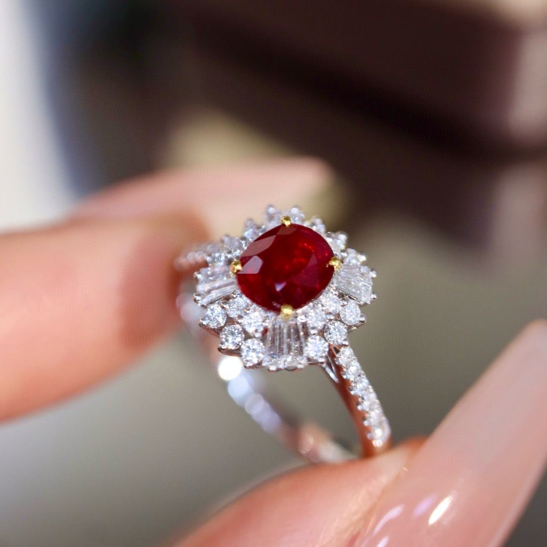 14k Gold 1.36 Ctw Vivid Red Natural Ruby & Diamond Ring - 6