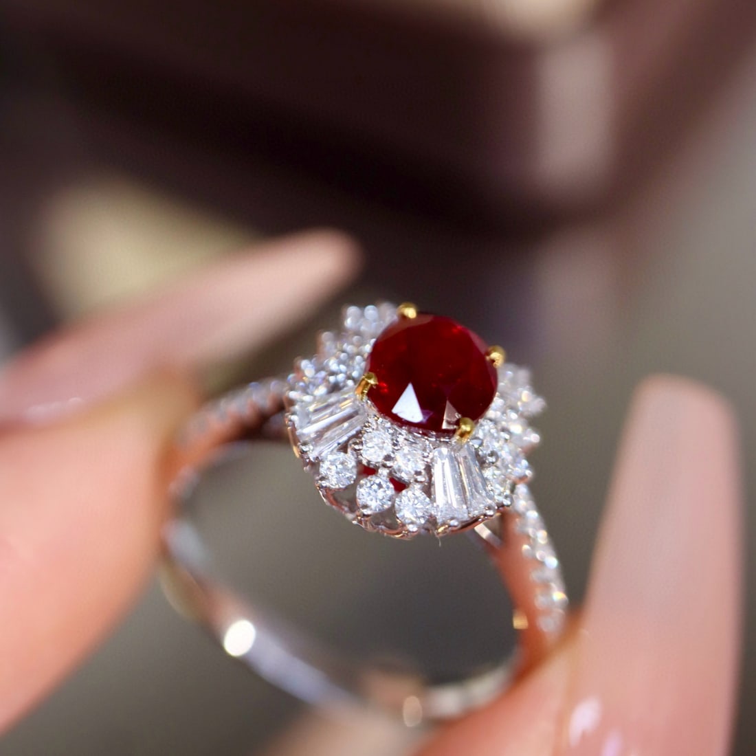 14k Gold 1.36 Ctw Vivid Red Natural Ruby & Diamond Ring - 7