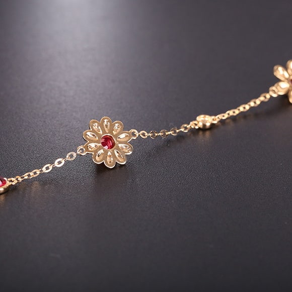 14k Gold 0.69 Ctw Natural Spinel & Diamond Bracelet - 3