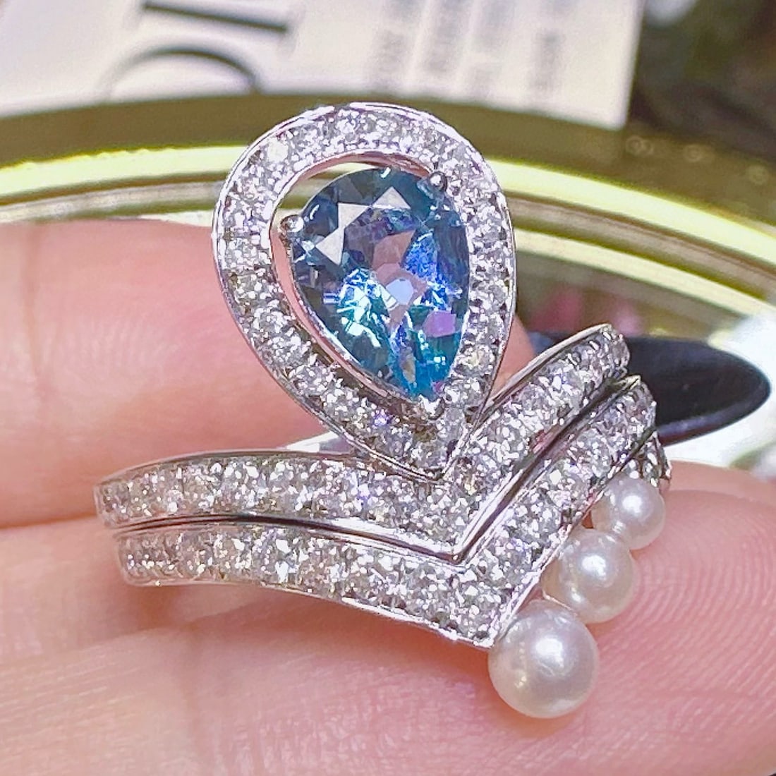 14k Gold 1.30 Ctw Natural Aquamarine & Diamond Ring - 2