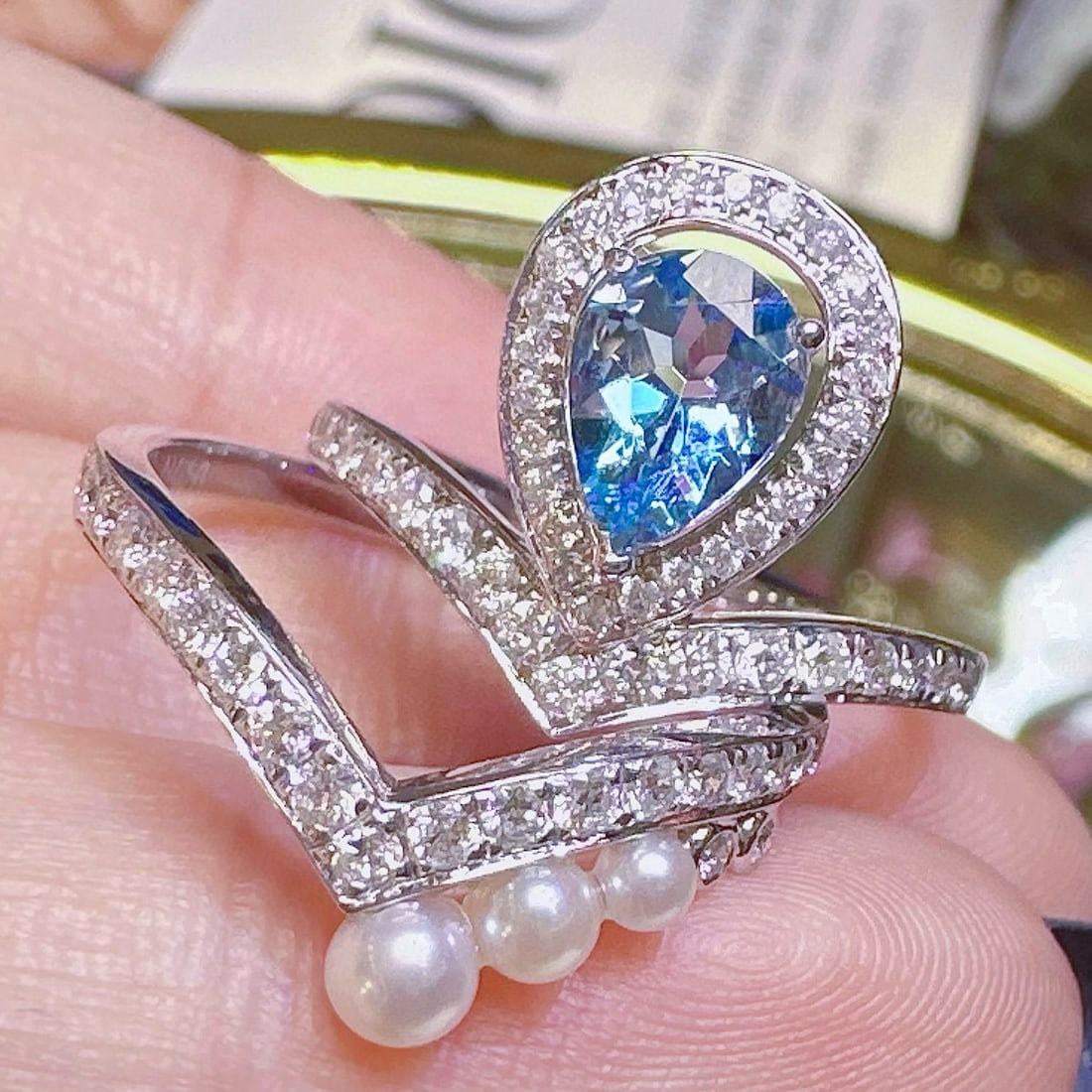 14k Gold 1.30 Ctw Natural Aquamarine & Diamond Ring - 3