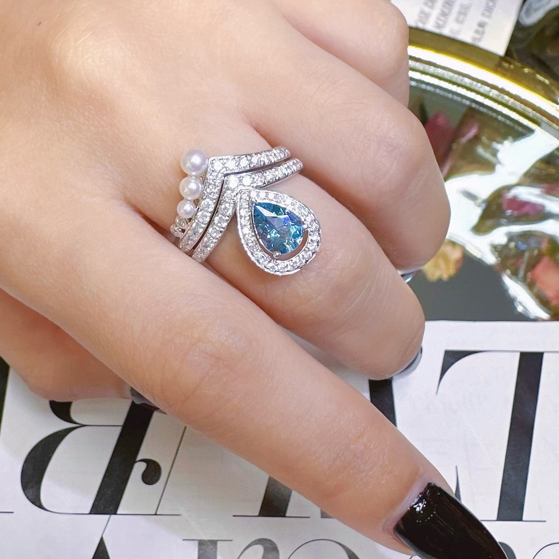 14k Gold 1.30 Ctw Natural Aquamarine & Diamond Ring - 4